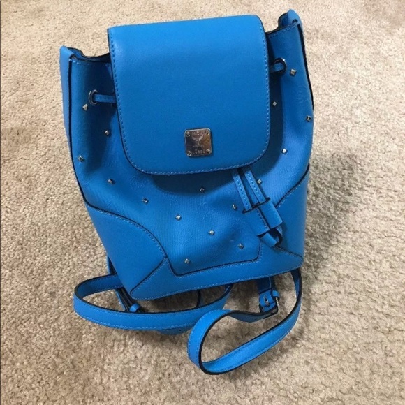 mcm mini backpack blue